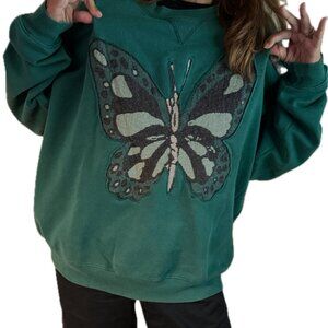 Champion Sweatshirt with Inlaid Butterfly - Upcycled